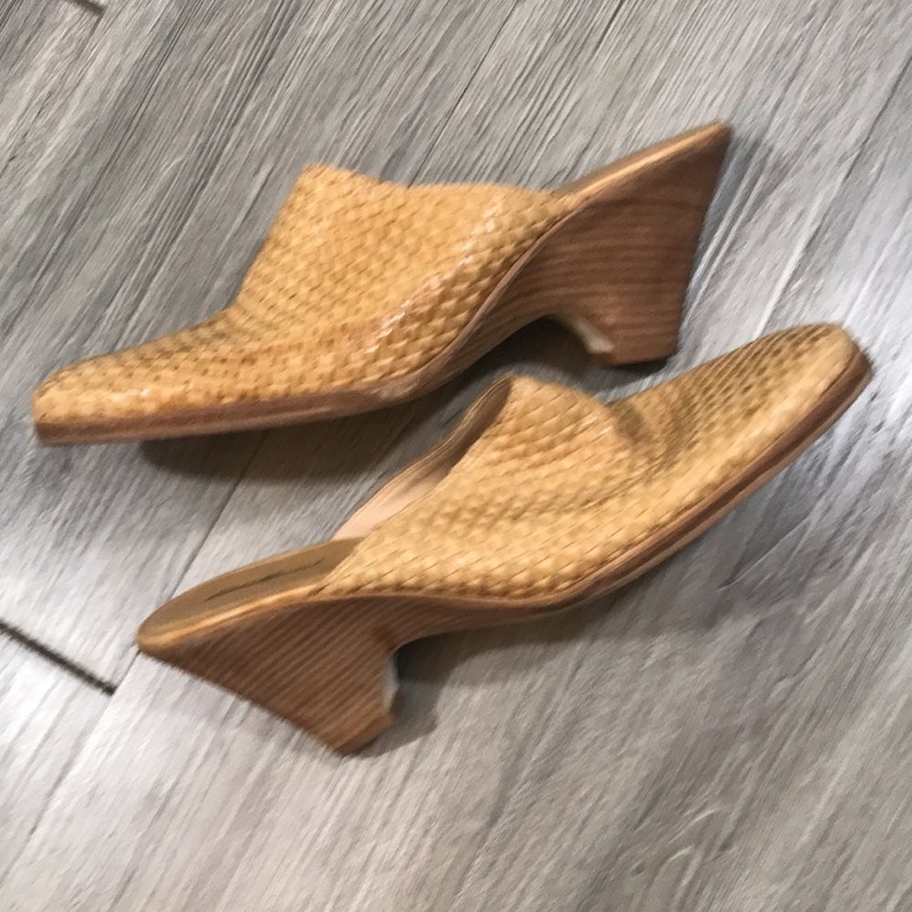 Eddie Bauer Braided Leather Wedge Natural Leather Mules size 12M